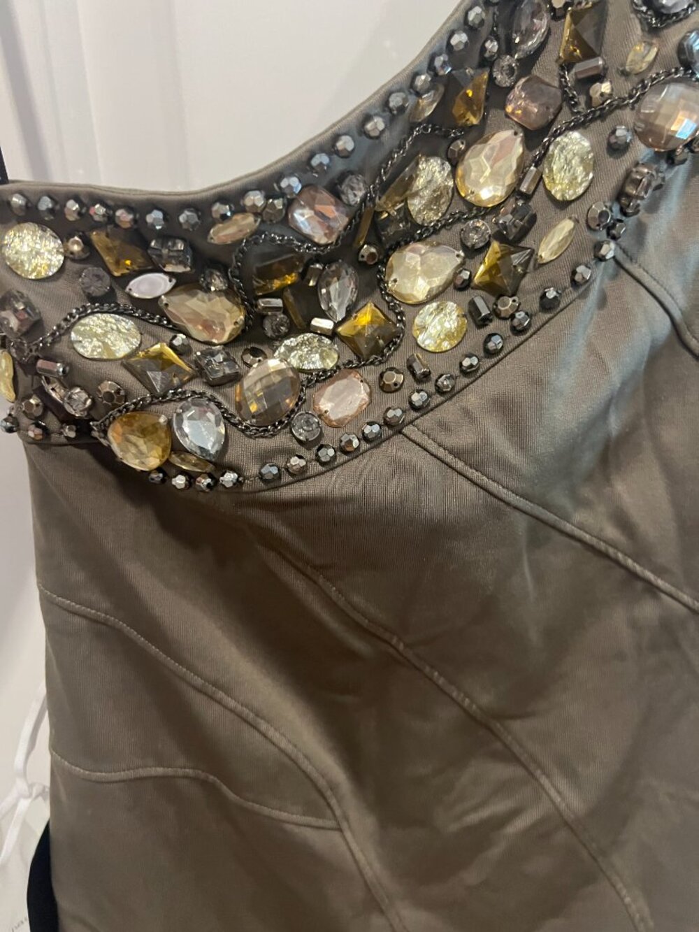 bebe Embellished One‑Sholder Cocktail Dress – Cocoa – Size S – NWT - Picture 8 of 16